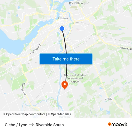 Glebe / Lyon to Riverside South map