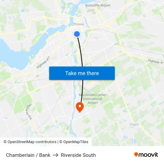 Chamberlain / Bank to Riverside South map