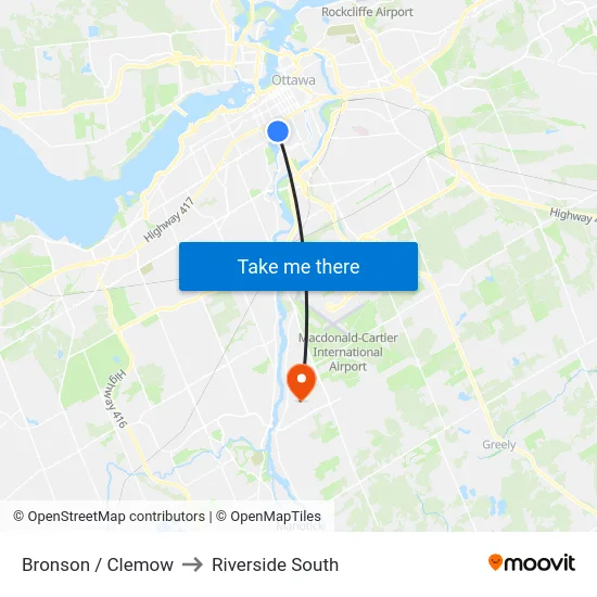 Bronson / Clemow to Riverside South map