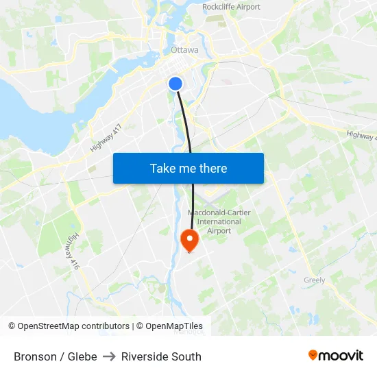 Bronson / Glebe to Riverside South map