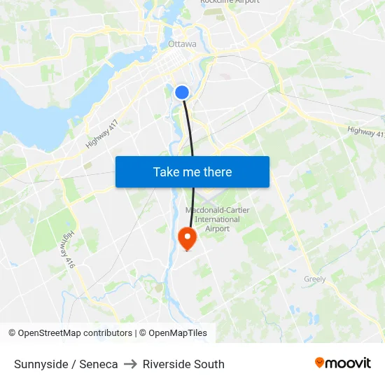 Sunnyside / Seneca to Riverside South map