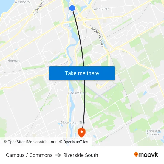 Campus / Commons to Riverside South map