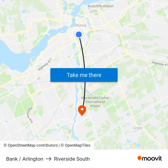 Bank / Arlington to Riverside South map
