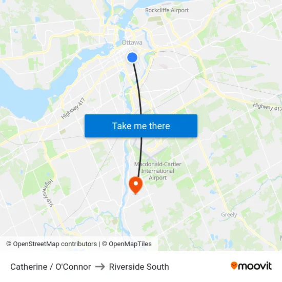 Catherine / O'Connor to Riverside South map