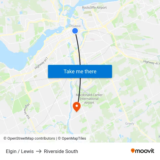 Elgin / Lewis to Riverside South map