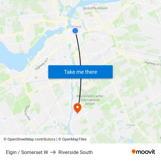 Elgin / Somerset W to Riverside South map