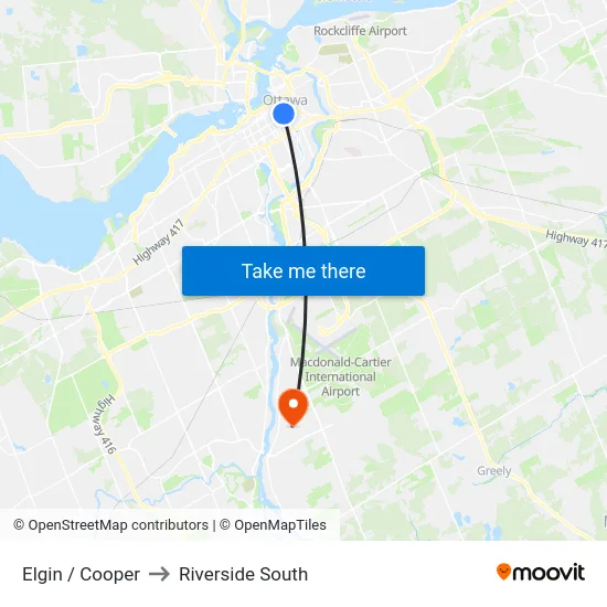 Elgin / Cooper to Riverside South map
