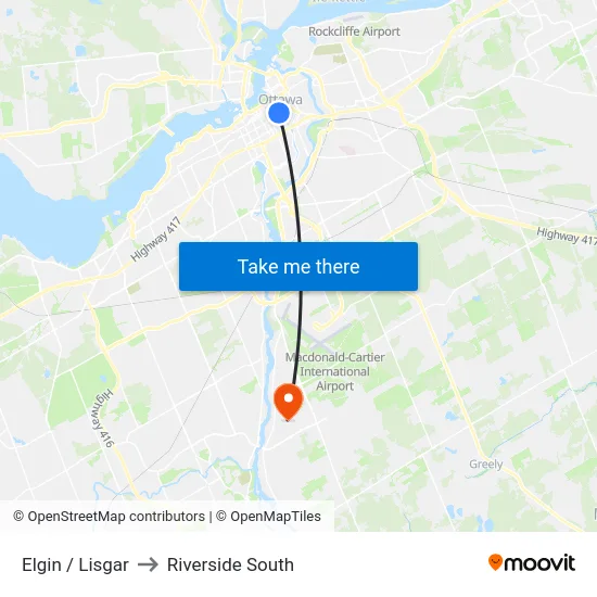 Elgin / Lisgar to Riverside South map