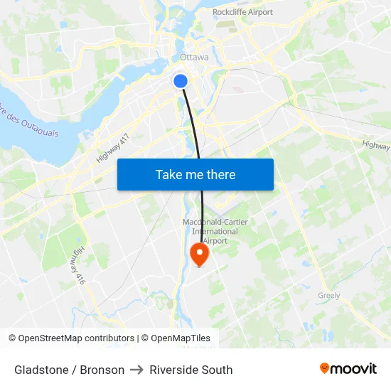 Gladstone / Bronson to Riverside South map