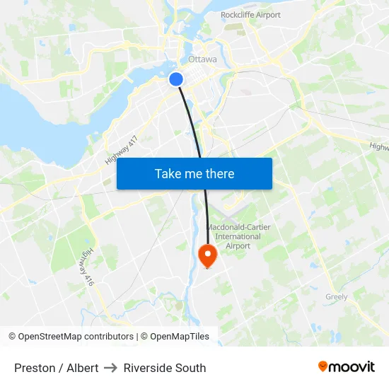 Preston / Albert to Riverside South map