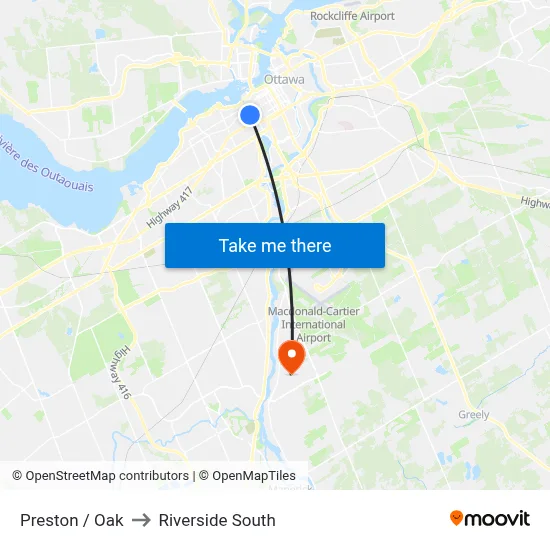 Preston / Oak to Riverside South map