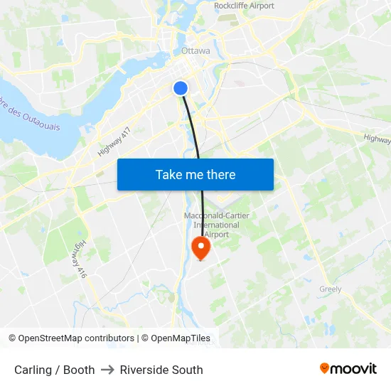 Carling / Booth to Riverside South map