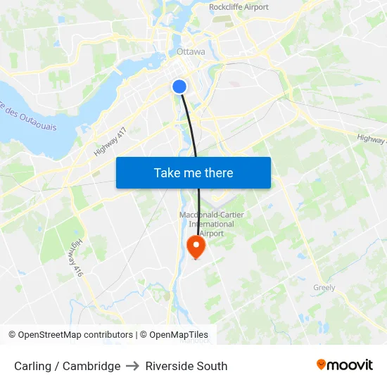 Carling / Cambridge to Riverside South map