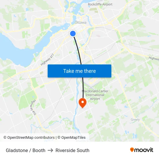 Gladstone / Booth to Riverside South map