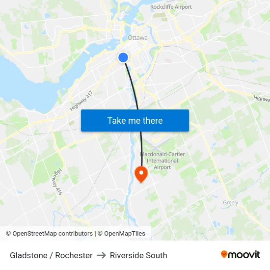 Gladstone / Rochester to Riverside South map