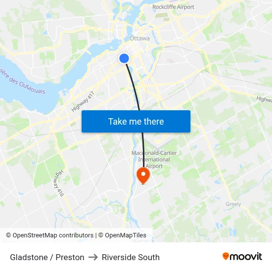 Gladstone / Preston to Riverside South map