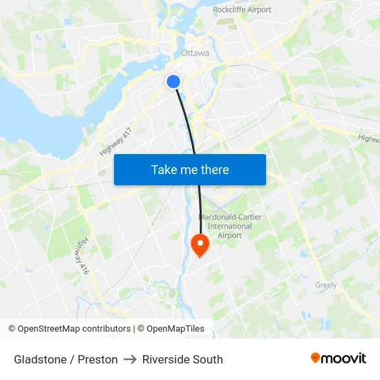 Gladstone / Preston to Riverside South map
