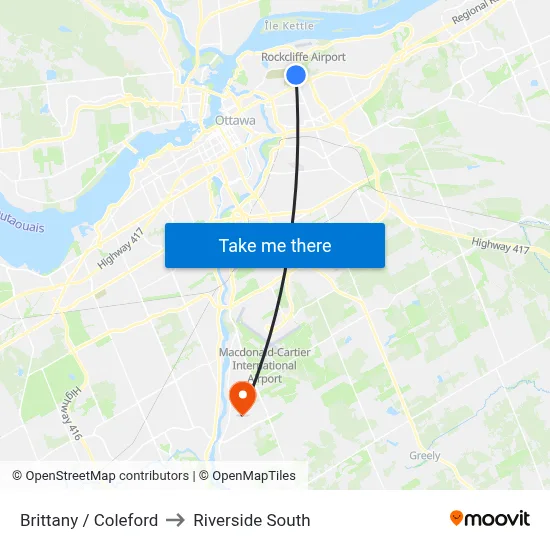 Brittany / Coleford to Riverside South map