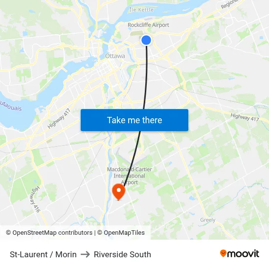 St-Laurent / Morin to Riverside South map