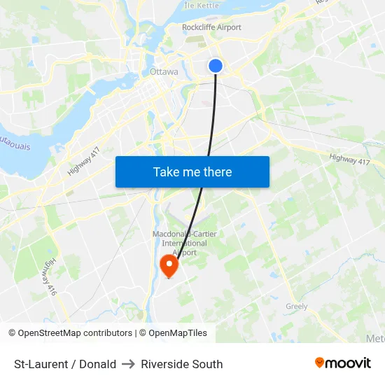 St-Laurent / Donald to Riverside South map