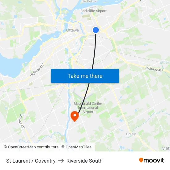 St-Laurent / Coventry to Riverside South map