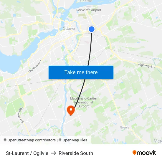 St-Laurent / Ogilvie to Riverside South map