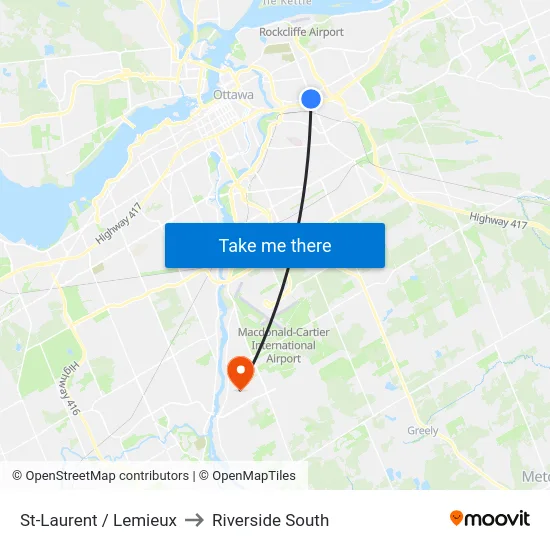 St-Laurent / Lemieux to Riverside South map