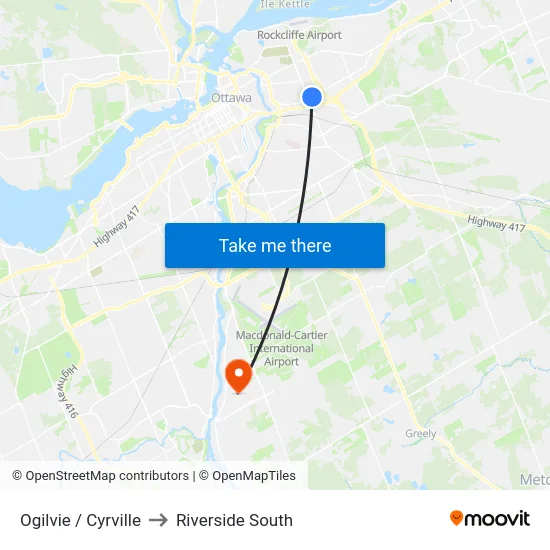 Ogilvie / Cyrville to Riverside South map