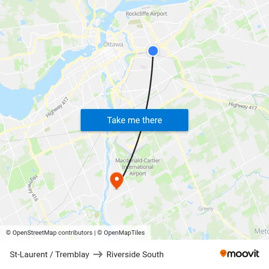 St-Laurent / Tremblay to Riverside South map