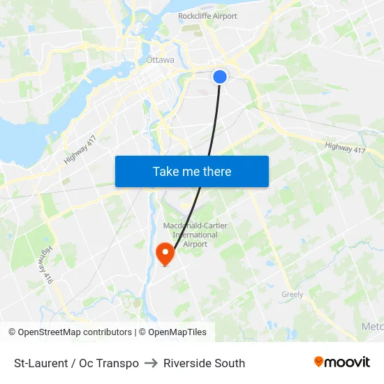 St-Laurent / Oc Transpo to Riverside South map