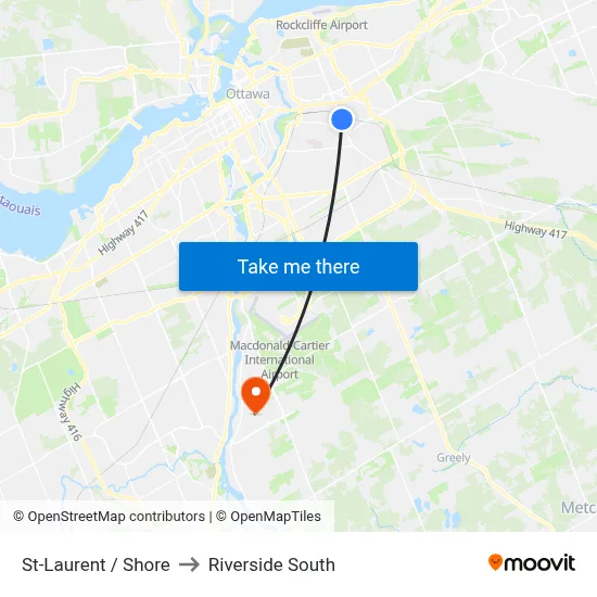 St-Laurent / Shore to Riverside South map