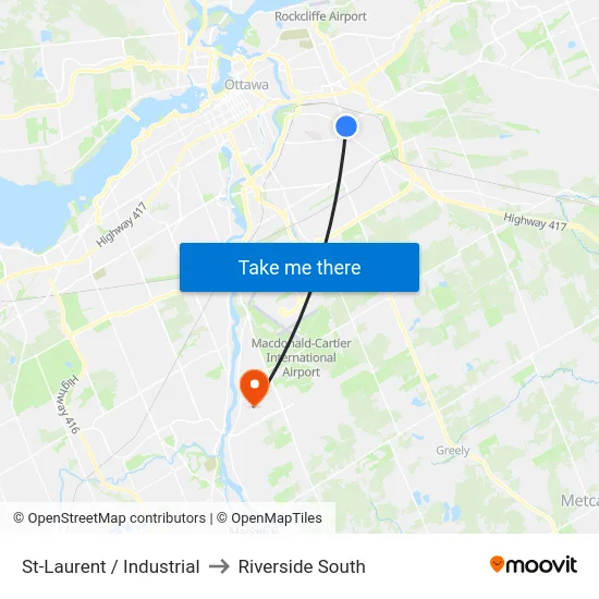 St-Laurent / Industrial to Riverside South map