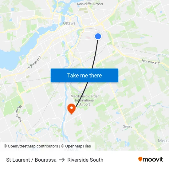 St-Laurent / Bourassa to Riverside South map