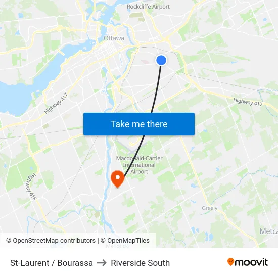 St-Laurent / Bourassa to Riverside South map