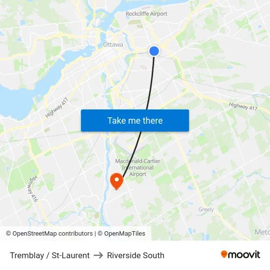 Tremblay / St-Laurent to Riverside South map
