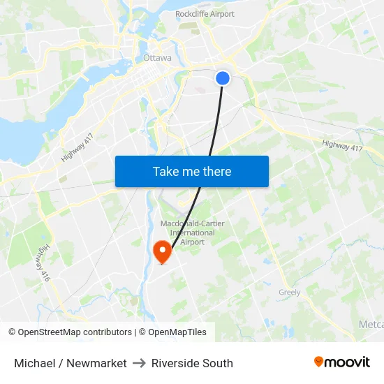 Michael / Newmarket to Riverside South map