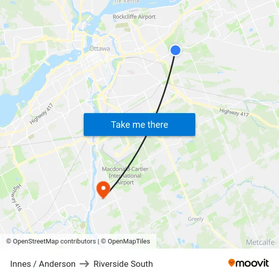 Innes / Anderson to Riverside South map