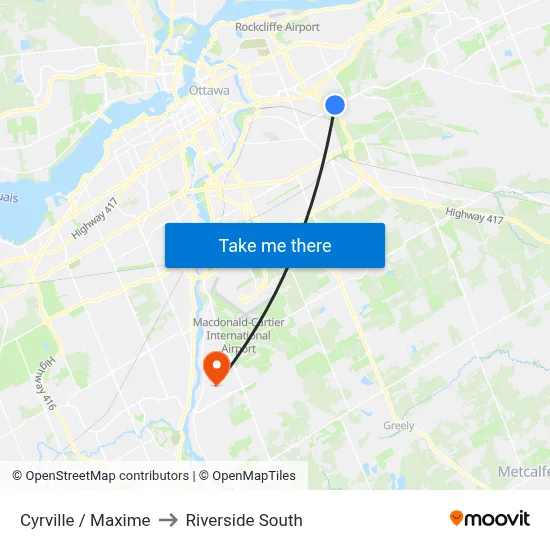 Cyrville / Maxime to Riverside South map