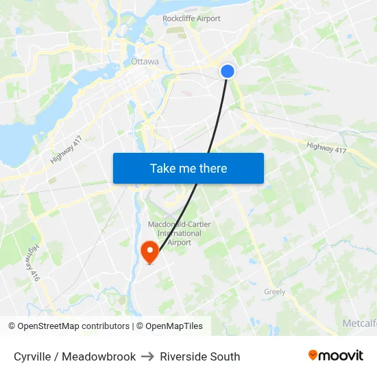 Cyrville / Meadowbrook to Riverside South map