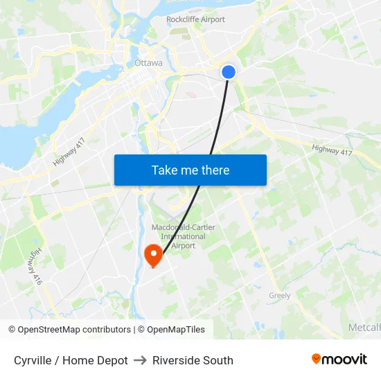 Cyrville / Home Depot to Riverside South map