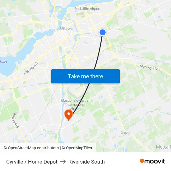 Cyrville / Home Depot to Riverside South map