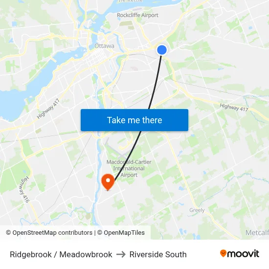 Ridgebrook / Meadowbrook to Riverside South map