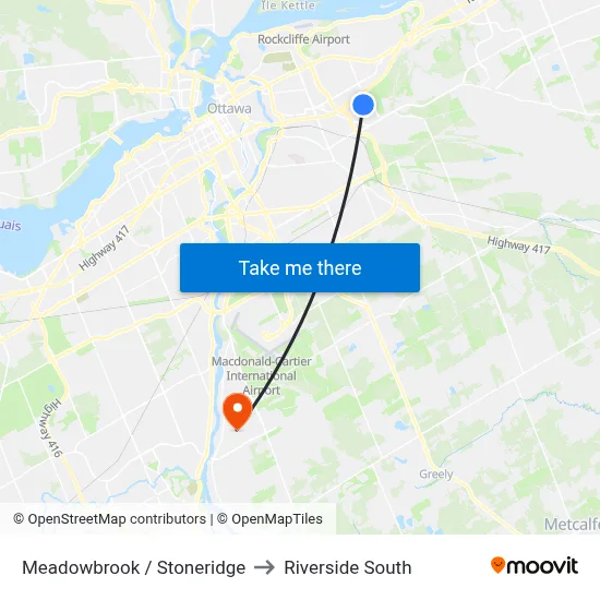 Meadowbrook / Stoneridge to Riverside South map