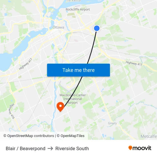 Blair / Beaverpond to Riverside South map