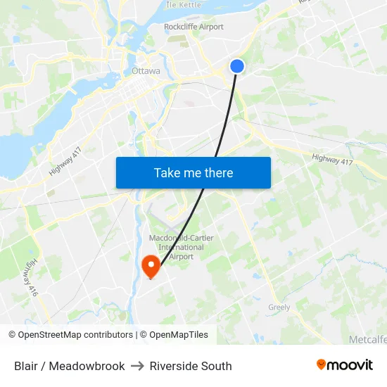 Blair / Meadowbrook to Riverside South map