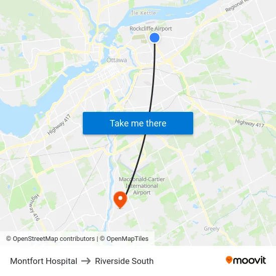 Montfort Hospital to Riverside South map