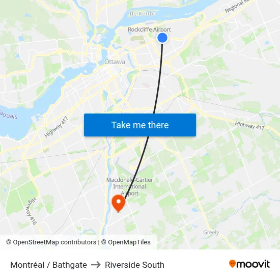 Montréal / Bathgate to Riverside South map