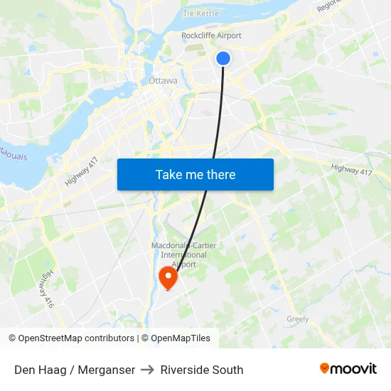 Den Haag / Merganser to Riverside South map