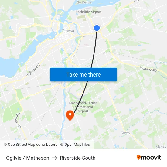 Ogilvie / Matheson to Riverside South map