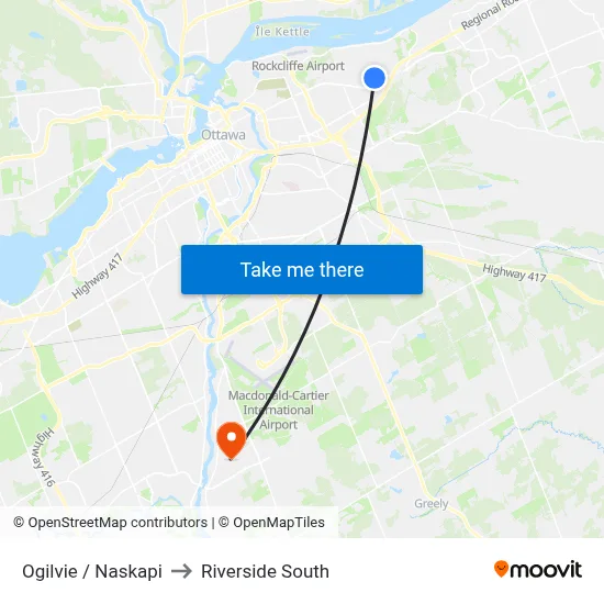 Ogilvie / Naskapi to Riverside South map